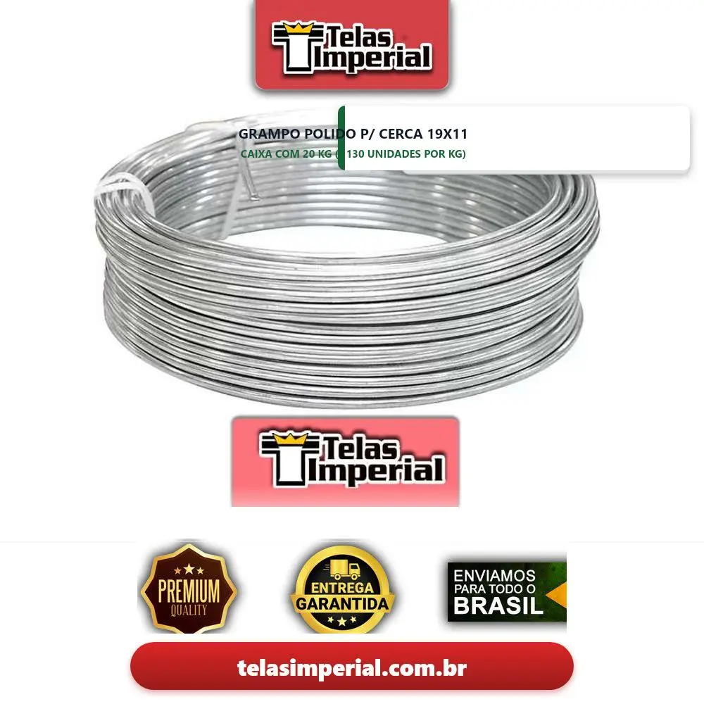 Grampo Cerca Polido 19x11-1x9 Pol Cx20kg (1kg +/- 130 Unid)