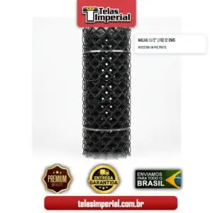 Tela Alambrado 1 1/2" FIO 12 PVC Preto