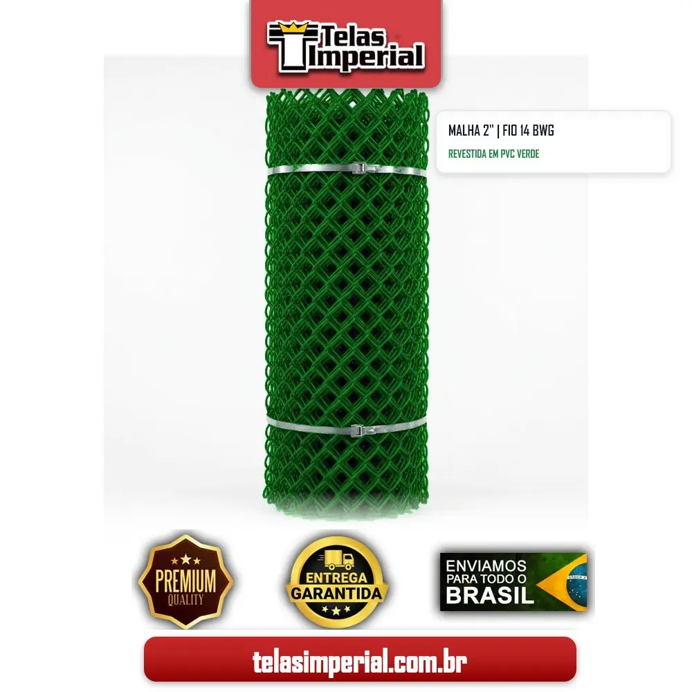 Tela Alambrado 2" Fio 14 PVC Verde