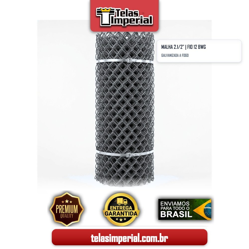Tela Alambrado 2,5" Fio 12 galvanizado