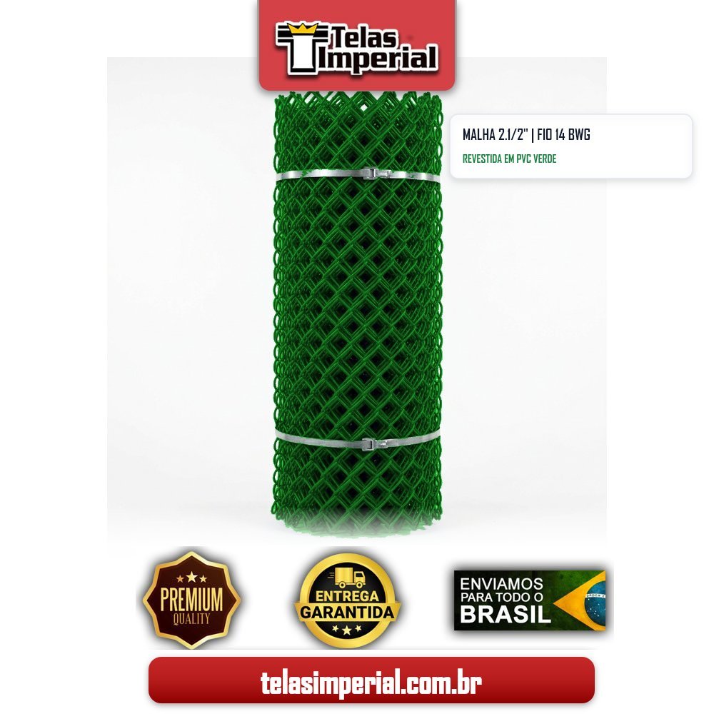 Tela Alambrado 2,5" Fio 14 PVC Verde