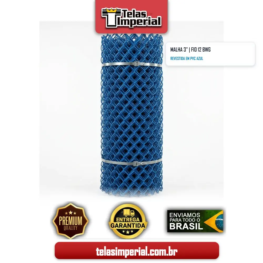 Tela Alambrado 3" Fio 12 PVC Azul