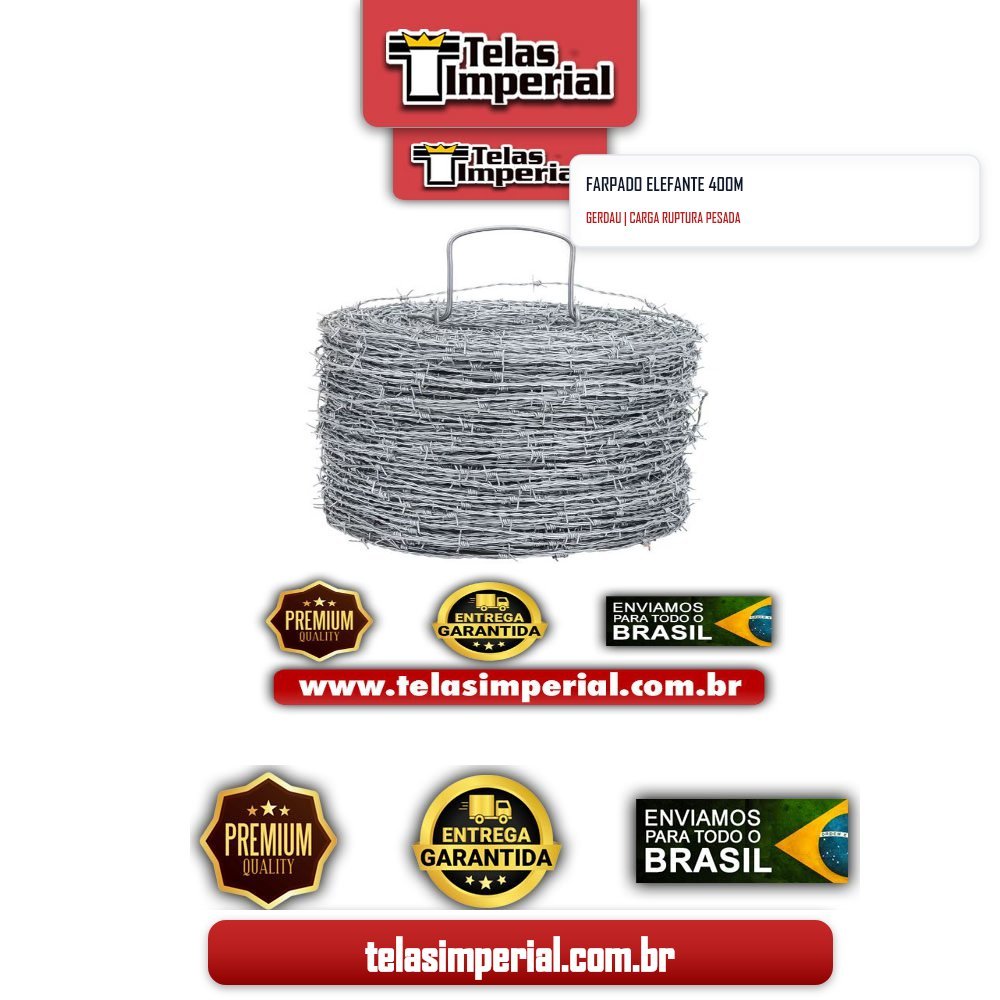 Arame Farpado (Elefante) Rolo com 400 Metros Gerdau