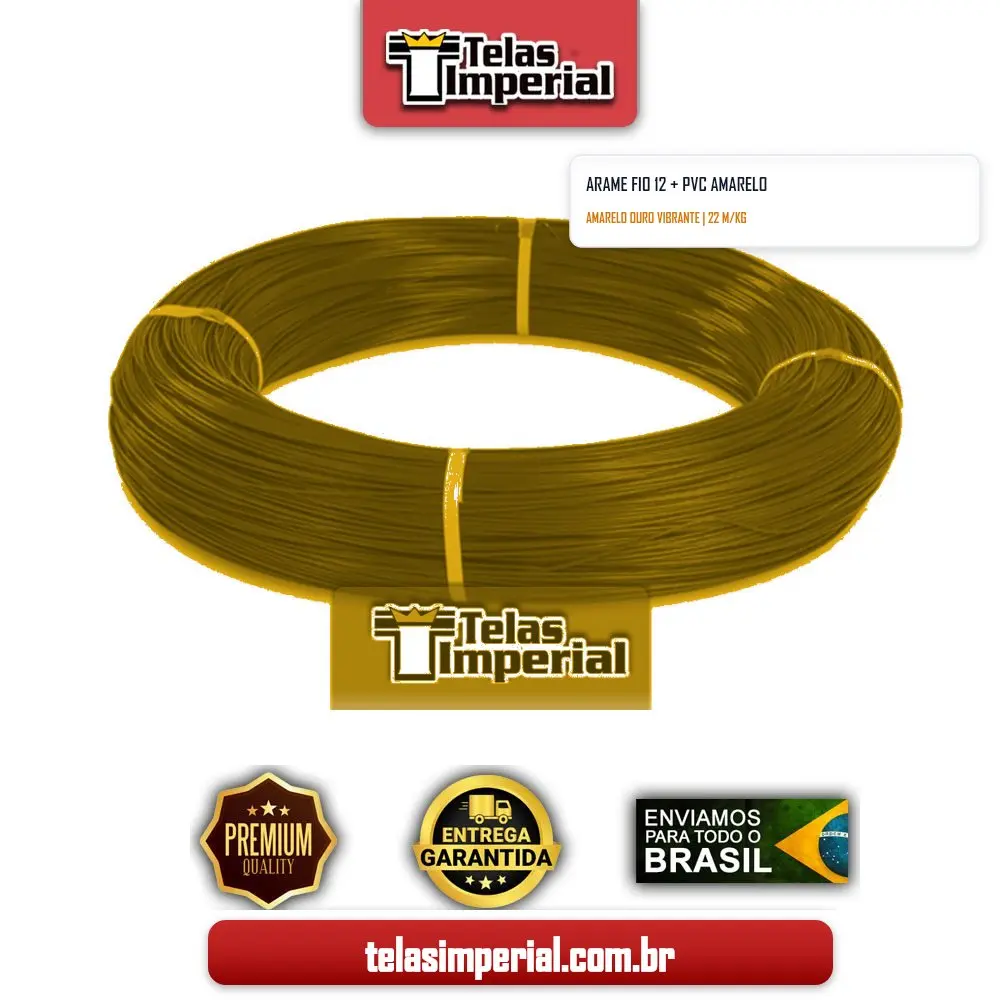 Arame Fio 12 (2,77mm) Galv + PVC Amarelo (Faz 22mts kg)
