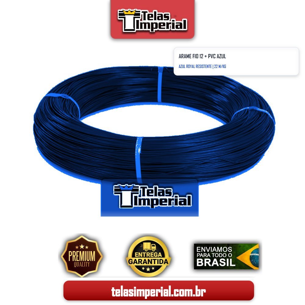 Arame Fio 12 (2,77mm) Galv + PVC Azul (Faz 22 mts kg)