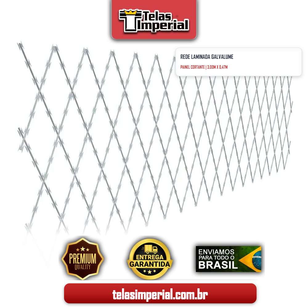Rede Laminada Galvalume 3,00 x 0,47m Altura